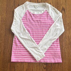 J. Crew Pink and White Striped Raglan Long-Sleeve Top
